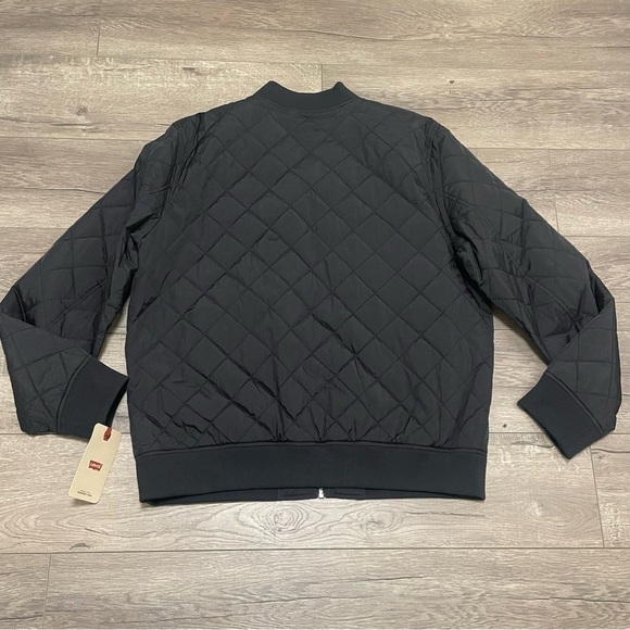 LEVI'S Mens Diamond Quilted Nylon Bomber Jacket Black Size LARGE NEW $150 - Picture 8 of 9
